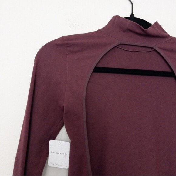 NWT Free People Like I Do Backless Cutout Mockneck Top M/L Mauve Wine Stretch - Picture 10 of 10